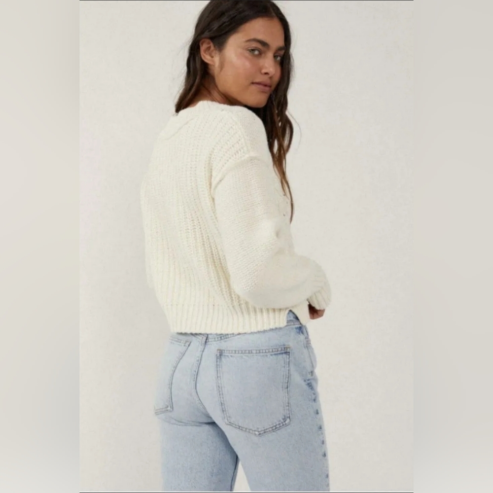 NWT Free People Ivory Pullover Sweater Size XL - Picture 2 of 3